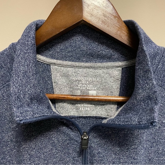 Banana Republic Heathered Indigo Blue 1/4 Zip Quick Dry Long Sleeve Shirt Men XL - Picture 3 of 9
